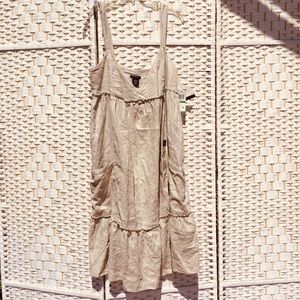 Calvin Klein PuttyGrey PureLinen ☀️Dress Large NWT